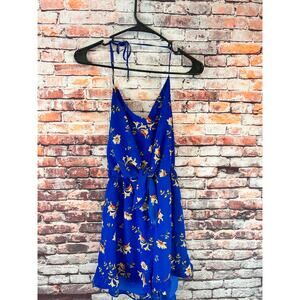 Naked Zebra blue floral romper strapless women's size medium NEW
